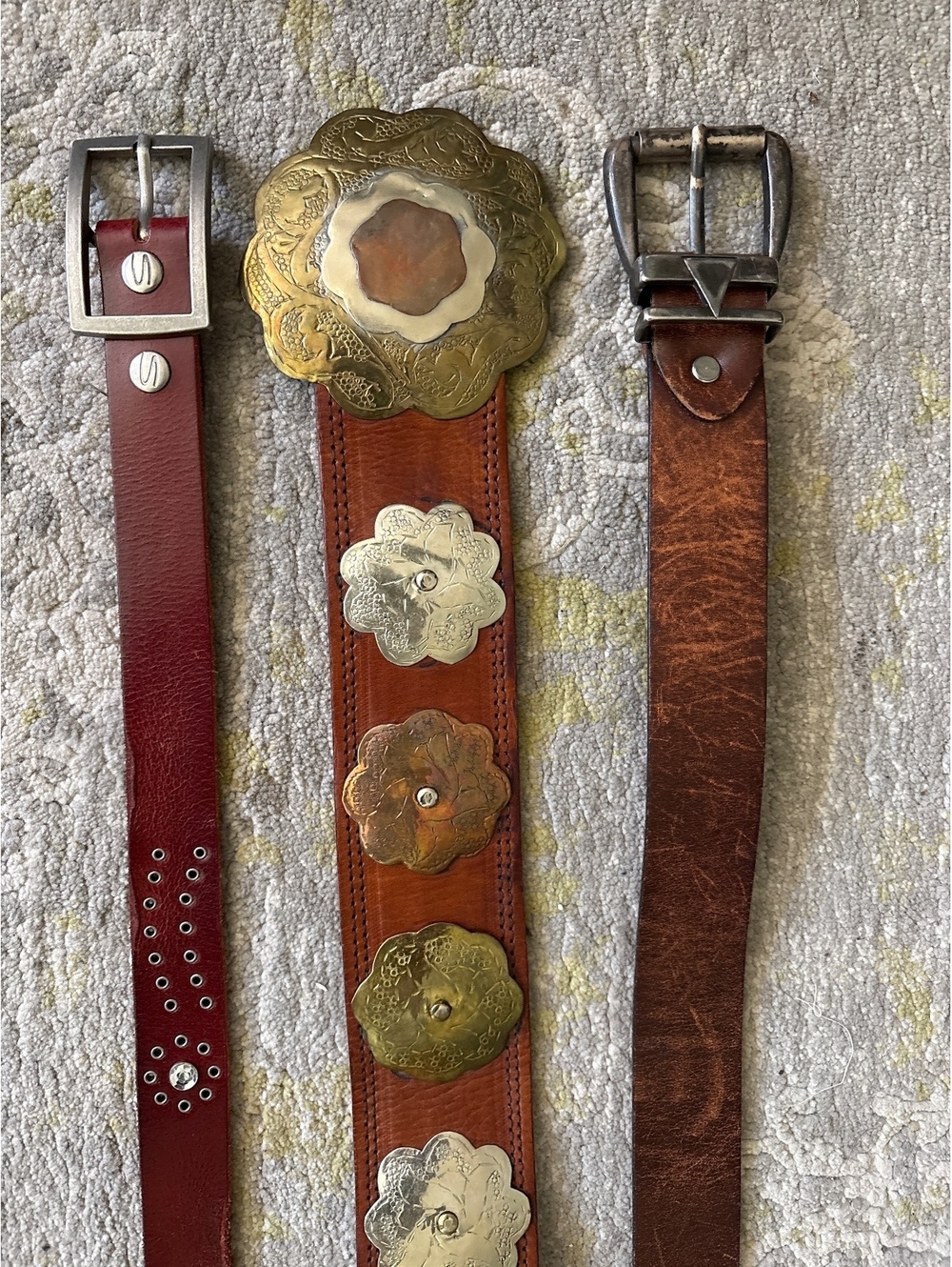 Vintage western boho  leather belt lot. Festival, concho, rhinestones